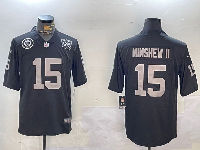 Men Oakland Raiders #15 Minshew ii Black 2024 Nike Vapor Limited NFL Jersey style 12->oakland raiders->NFL Jersey